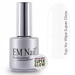 EM Nail, Lakier hybrydowy Top No Wipe Super Glow, 15 ml - Utwardzacze do paznokci - miniaturka - grafika 1