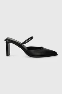 Klapki i japonki damskie - Calvin Klein klapki skórzane PADDED CURVED STIL MULE PUMP 70 damskie kolor czarny na słupku HW0HW01991 - grafika 1