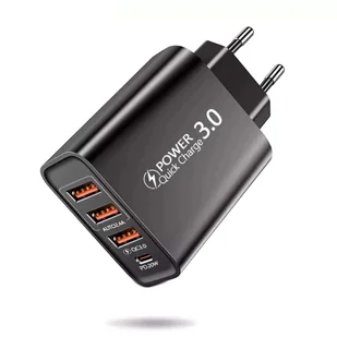 Ładowarka sieciowa Alogy szybka 3x USB-A + USB-C Quick Charge QC 3.0 PD 20W Czarna - Ładowarki do telefonów - miniaturka - grafika 2