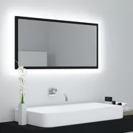 Lustra - vidaXL Lumarko Lustro łazienkowe z LED, czarne, 90x8,5x37 cm, płyta wiórowa 804933 - miniaturka - grafika 1