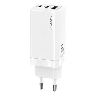 Usams Ład. siec. 2xUSB-C+USB T33 GaN 65W Pd (only - Ładowarki do telefonów - miniaturka - grafika 1
