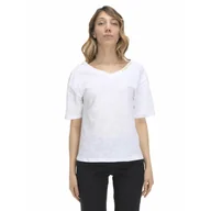 Koszulki sportowe damskie - Damski T-shirt z dekoltem w kształcie litery V w kolorach ziemi - miniaturka - grafika 1