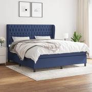 Łóżka - vidaXL Łóżko kontynentalne z materacem, niebieskie, tkanina, 180x200cm - miniaturka - grafika 1