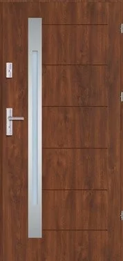 Drzwi zewnętrzne Torino Inox 56, 80 prawe, orzech