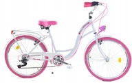 Rowery - Dallas Bike City 7spd 26 cali Biało-różowy - miniaturka - grafika 1