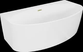 Wanny - Mexen Bruna wanna wolnostojąca przyścienna 170 x 88 cm, biała połysk, przelew złoty szczotkowany - 52731708800-55 - miniaturka - grafika 1