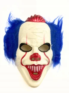 MASKA KLAUNA HALLOWEEN PRZEBRANIE PLASTIKOWA Z WŁOSAMI - Dodatki do strojów karnawałowych - miniaturka - grafika 1