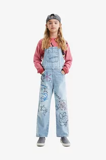 Spodnie i spodenki dla dziewczynek - Desigual ogrodniczki jeansowe dziecięce - grafika 1