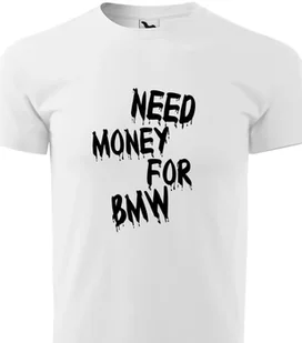 Piżama Męska Biała Koszulka + Szare Spodenki NEED MONEY FOR BMW Wzory - M - Piżamy damskie - miniaturka - grafika 1
