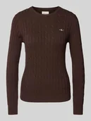 Swetry damskie - Sweter z dzianiny z wzorem warkocza - miniaturka - grafika 1