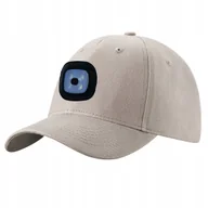 Czapki i chusty sportowe męskie - Czapka z daszkiem z latarką Led z lampką Czołową LED Ładowanie USB szara - miniaturka - grafika 1