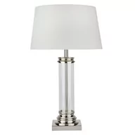 Lampy stojące - Searchlight Lampa stołowa Pedestal, srebrna z kloszem kremowym - miniaturka - grafika 1