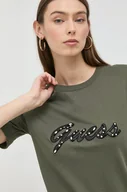 Koszulki sportowe damskie - Guess t-shirt damski kolor zielony - miniaturka - grafika 1