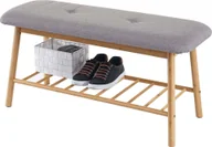Szafki na buty - Ławka na buty HWC-D90, tapicerowana ławka na buty, bambus 44x90x34cm - miniaturka - grafika 1