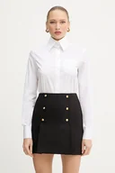 Koszule damskie - Karl Lagerfeld koszula z dodatkiem bawełny damska kolor biały regular z kołnierzykiem klasycznym A4W11038 - miniaturka - grafika 1