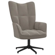 Fotele - vidaXL Fotel jasnoszary obity aksamitem 328073 - miniaturka - grafika 1