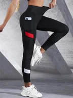 Legginsy - Sportowe legginsy z kieszonką - Czarny - miniaturka - grafika 1