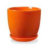 Donice - Ceramiczna donica z podstawkiem - pomarańczowa - kolekcja AMSTERDAM - miniaturka - grafika 1