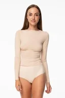 Bielizna nocna - Koszulka damska z elastycznego gładkiego materiału beżowa Longsleeve Julimex - miniaturka - grafika 1