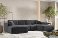 Narożniki - Sofa w kształcie U PULA narożnik 342cm tkanina Perfect Harmony czarny - miniaturka - grafika 1