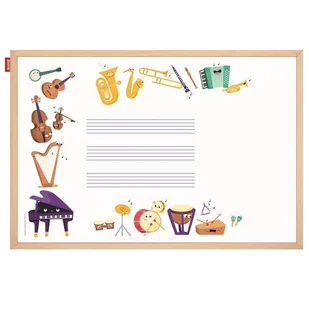 Tablica edukacyjna magnetyczna suchościeralna 40x60cm nadruk WESOŁE INSTRUMENTY rama drewniana MEMOBE 1szt.  /MTM060040.MU02.01.51/ - Tablice i flipcharty - miniaturka - grafika 1