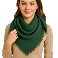Apaszki i szaliki damskie - Szal damski z wiskozy ciemnozielony 180x84 - miniaturka - grafika 1