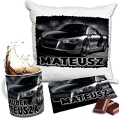 Czekolada - Zestaw AUDI RS Kubek + Poduszka + Czekolada + Imię Prezent Nadruk - miniaturka - grafika 1