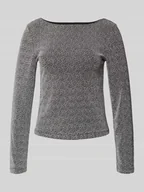 Bluzki damskie - Bluzka o kroju regular fit z długim rękawem i fakturowanym wzorem model ‘JINA’ - miniaturka - grafika 1