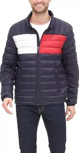 Tommy Hilfiger Męska kurtka puchowa do pakowania (regularny i duży i wysoki rozmiar) płaszcz puchowy, blok kolorów flagi Tommy, L - Kurtki męskie - miniaturka - grafika 1