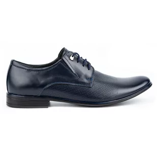 Buty męskie eleganckie skórzane 302T3 granatowe - Buty Olivier - Półbuty męskie - miniaturka - grafika 1