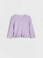 Bluzy dla dziewczynek - Reserved - Gładki sweter z falbanką - lawendowy - miniaturka - grafika 1