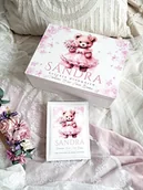 Pamiątka Chrztu Świętego - ZESTAW MISIA Z KWIATAMI z metryczką, prezent na chrzest, roczek dla dziewczynki - miniaturka - grafika 1