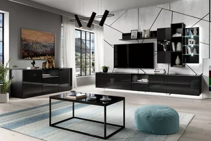 Komoda modułowa RTV uchylna Helio 41 - czarny / czarne szkło - Szafki RTV - miniaturka - grafika 2