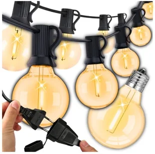 GIRLANDY LED OGRODOWA NA LAMPKI ŚWIETLNA SOLARNA ŻARÓWKA WODOSZCZELNA ŁAŃCUCH 10M - Lampy ogrodowe - miniaturka - grafika 1