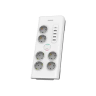 Przedłużacze i rozgałęźniki - LISTWA ZASILAJĄCA ANTYPRZEPIĘCIOWA PHILIPS PRZEDŁUŻACZ SIECIOWY 6 GNIAZD SCHUKO + 4XUSB-A + 1X USB-C 2M 16A BIAŁA - miniaturka - grafika 1