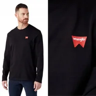 Koszulki męskie - Wrangler LS SIGN OFF TEE CZARNA KOSZULKA DŁUGI RĘKAW MAŁE LOGO REGULAR 4XL - miniaturka - grafika 1