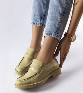 Zielone eleganckie mokasyny Élodie -39 - Botki damskie - miniaturka - grafika 1