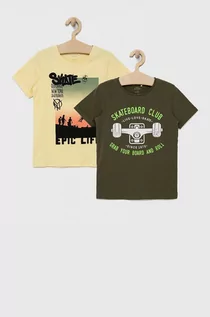 Koszulki dla dziewczynek - Name it t-shirt dziecięcy (2-pack) kolor zielony z nadrukiem - - grafika 1