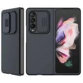 Etui i futerały do telefonów - Nillkin CamShield Silky Silicone Case etui pokrowiec z osłoną na aparat do Samsung Galaxy Z Fold 3 czarny - miniaturka - grafika 1