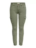 Spodnie damskie - ONLY Damskie spodnie cargo do kostek, bojówki, khaki-zielony (Oil Green), 34W / 32L - miniaturka - grafika 1