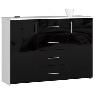 KOMODA K 45 110 cm BIAŁA / CZARNY POŁYSK - Komody - miniaturka - grafika 1