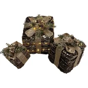 Ozdoby bożonarodzeniowe - Dekoracja Świąteczna Świecące Prezenty Komplet 3 Sztuk - miniaturka - grafika 1