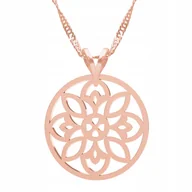 Naszyjniki - Naszyjnik Pozłacany z Kwiatem Ażurowym Roślina Kwiat Ażurowy SREBRO 925 - miniaturka - grafika 1