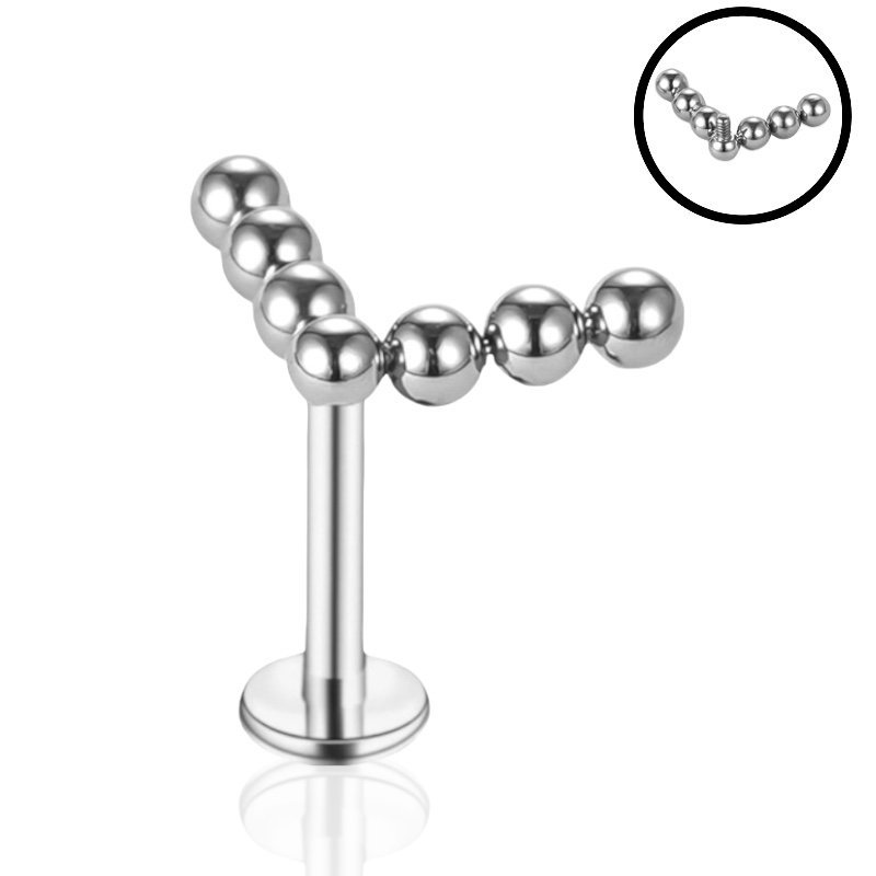 Kolczyk PIERCING Helix Labret srebrny w kształcie V Lobe TYTAN 1.2/10