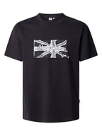 Koszulki męskie - Pepe Jeans Koszulka "Flag" w kolorze czarnym - miniaturka - grafika 1