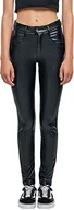 Spodnie damskie - Urban Classics Ladies Mid Waist Synthetic Leather Pants damskie spodnie ze sztucznej skóry czarne, czarny, M - miniaturka - grafika 1