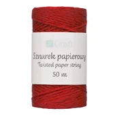 Opakowania i torebki na prezenty - Sznurek papierowy skręcany 50m czerwony - miniaturka - grafika 1