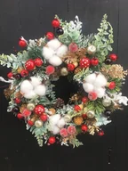 Ozdoby bożonarodzeniowe - Wianek bożonarodzeniowy bawełna - miniaturka - grafika 1