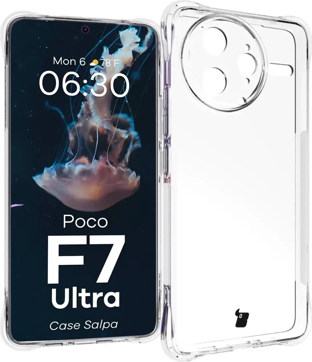 Elastyczne etui na telefon komórkowy Xiaomi Poco F7 Ultra, Bizon Case Salpa, przezroczyste