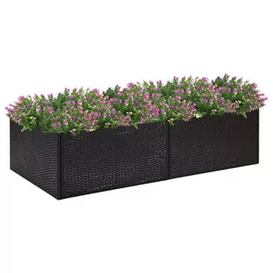 vidaXL Donica ogrodowa, czarna, 157x80x40 cm, rattan PE - Donice - miniaturka - grafika 1